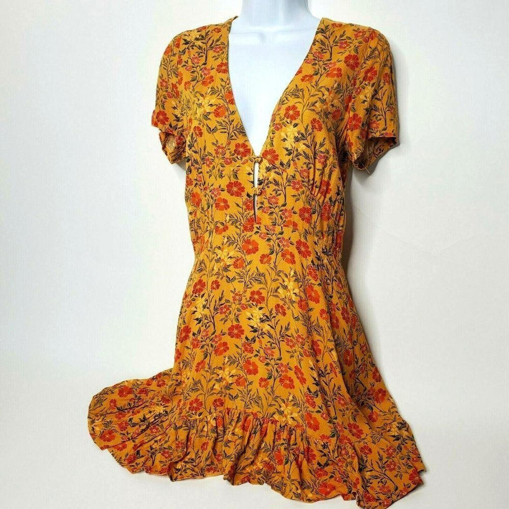 Olivaceous Women's Small Boho Dress Short Ruffled New Boutique